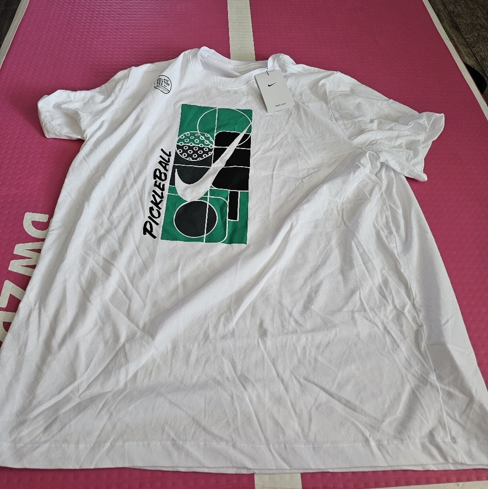 Nike Dry FIT White and Green Pickleball Tee